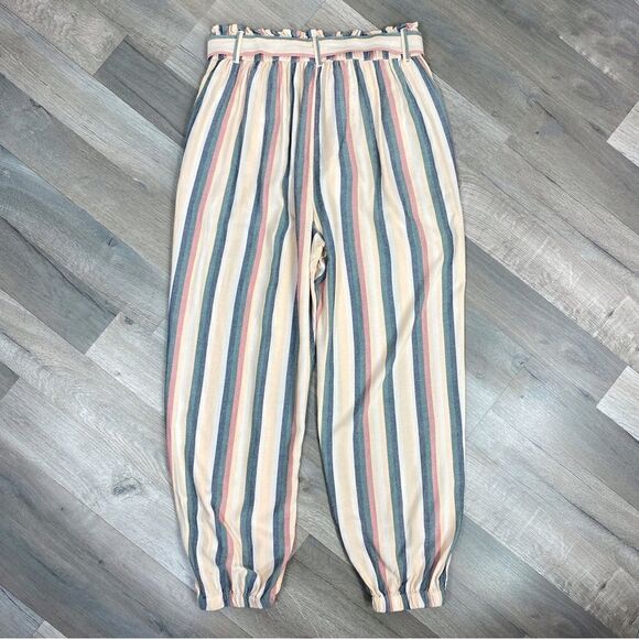 American Eagle Outfitters Striped Paperbag Jogger Pants Peach Multi Medium - Picture 11 of 15